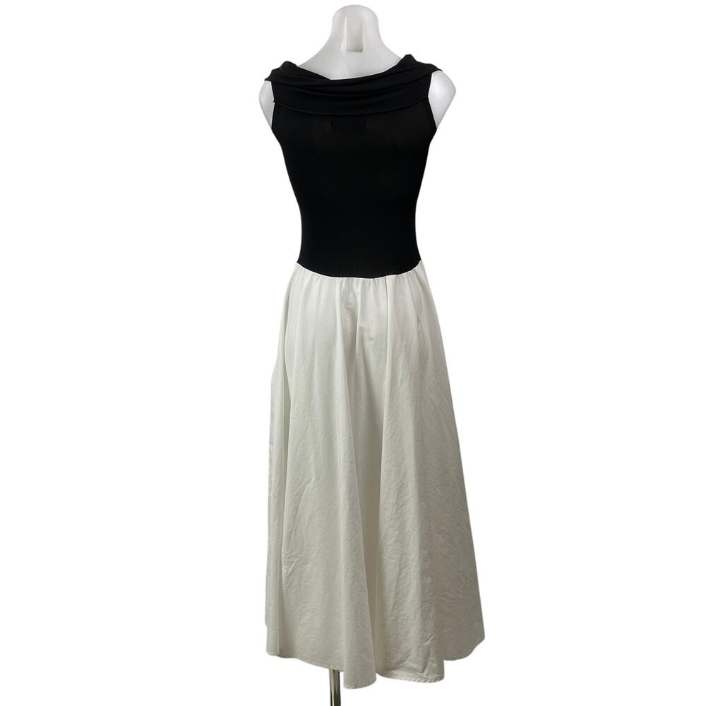 Gimaguas Womens Black White Sleeveless Color Block Fit & Flare Midi Dress Sz XS - Picture 3 of 5